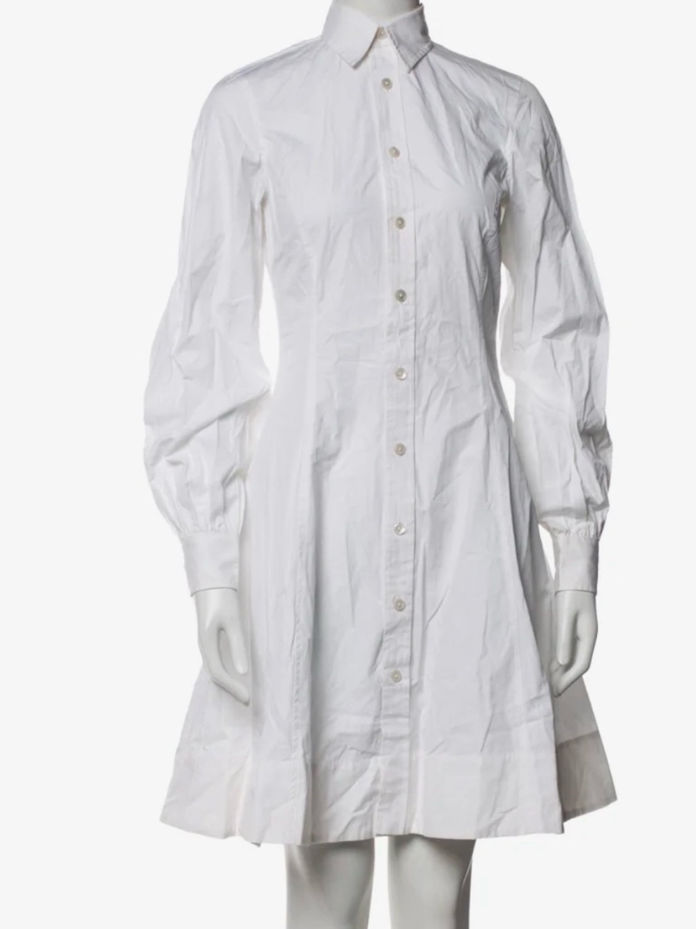 NWT RALPH LAUREN Black Label White Button Front Voluminous L/S Shirt Dress Sz 4